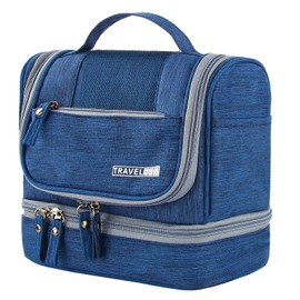 Large Travel Toiletry Bag,M MUNCASO Women Mens Wash Bag, Cosmetic Wash Bag with Dry and Wet Separation 2 Layers Design Waterproof Bathroom Bag(Navy)