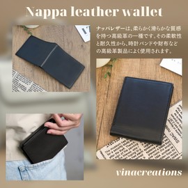 [vinacreations] Men's Bi-fold Genuine Cowhide Leather Wallet Thin Leather Wallet, Men's Card Slot, Vietnamese Leather, Black, Large Capacity, Black