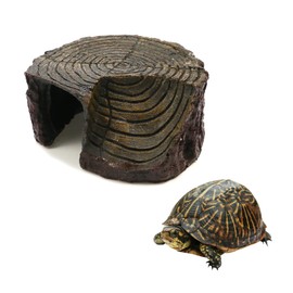 Tsnamay Circular Cave Resin Turtle Basking Platform,Tortoise Dock Resting Rock For Terrarium Accessories Aquarium Decor