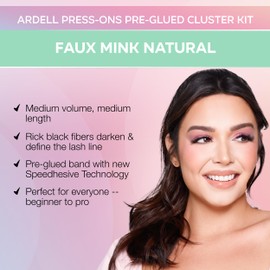 Ardell Press On Lashes Fauxmink Natural – Pre-Glued Underlash Extensions, Press on Lash Clusters, No Glue Needed Cluster Lashes, 12 ct