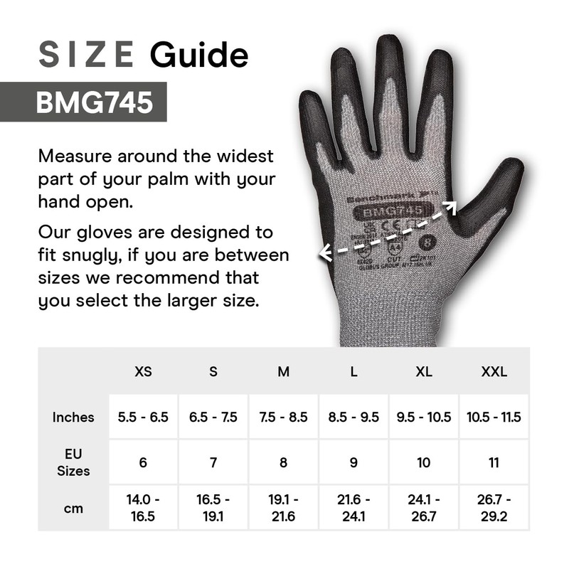Benchmark 745 High Performance Cut Resistant Gloves, Comfort Fit, Extra