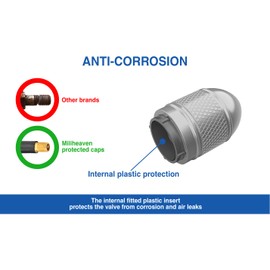 Miliheaven Bullet Corrosion Resistant (Silver) Aluminium Tire Wheel Alloy Valve Caps Dust Caps (4 Pack) Universal for Cars, SUVs, Bicycles, Motorcycles, Trucks | Plastic Insert | Screw-On