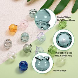 M METERXITY 18-Pack Glass Jellyfish Beads, 17x16mm Glass Wind Bell Bead Caps, Wind Chimes Bead Caps for DIY/Earring Dangle Pendant/Making Wind Chimes Craft [9 Colors]