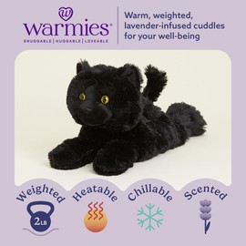 warmies Microwavable & Weighted Stuffed Animals, Black Cat - Heated Stuffed Animal Plushie for Warmth & Comfort - Cute Soft Plush Toys for Adults & Children (Boys, Girls, Babies & Toddlers)