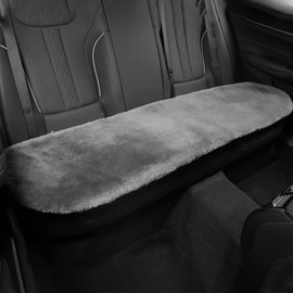 IRIWOOL Genuine Sheepskin Auto Seat Pad, Australian Soft Wool Seat Cover Breathable and Sweat-Wicking Universal Fit (Front seat Cushion 2pcs & Rear seat Cushion 1pc, Gray)