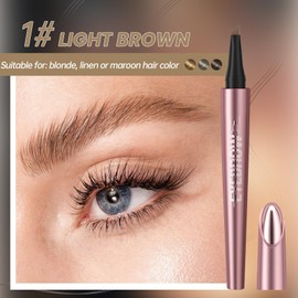 Four-Tip Eyebrow Pencil, Pack of 2 3D Waterproof Magic Eyebrow Pencil, Long-Lasting Natural Make-up, Fine Stroke Eyebrow Pencil (Light Brown + Dark Brown)