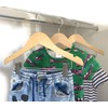 Kids Hangers with Metal Clips Pant Bar 4T-10 (Natural Wood)