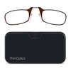 ThinOptics Universal Pod Rectangular Reading Glasses, Brown Frames/Black Case, 2