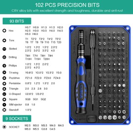 ORIA Precision Screwdriver Set, 106 in 1 Screwdriver kit with 102 Precision Screwdriver Bits, Repair Tool Kit for Smartphone, Tablet, PC, Toys, Blue