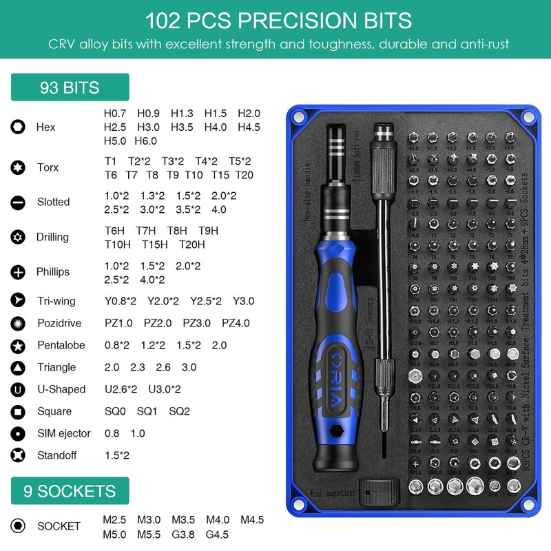 ORIA Precision Screwdriver Set, 106 in 1 Screwdriver kit with
