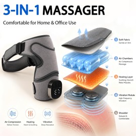 Shoulder Massager with Air Compression,Heat & Vibration,3 Massage Modes