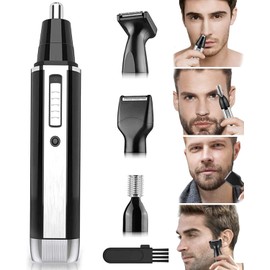 Cortapelos de Nariz, juego de recortador eléctrico personal 4 en 1 para recortar cejas, pelo, barba y pelo de nariz para el hogar, negocios y viajes, unisex, color negro