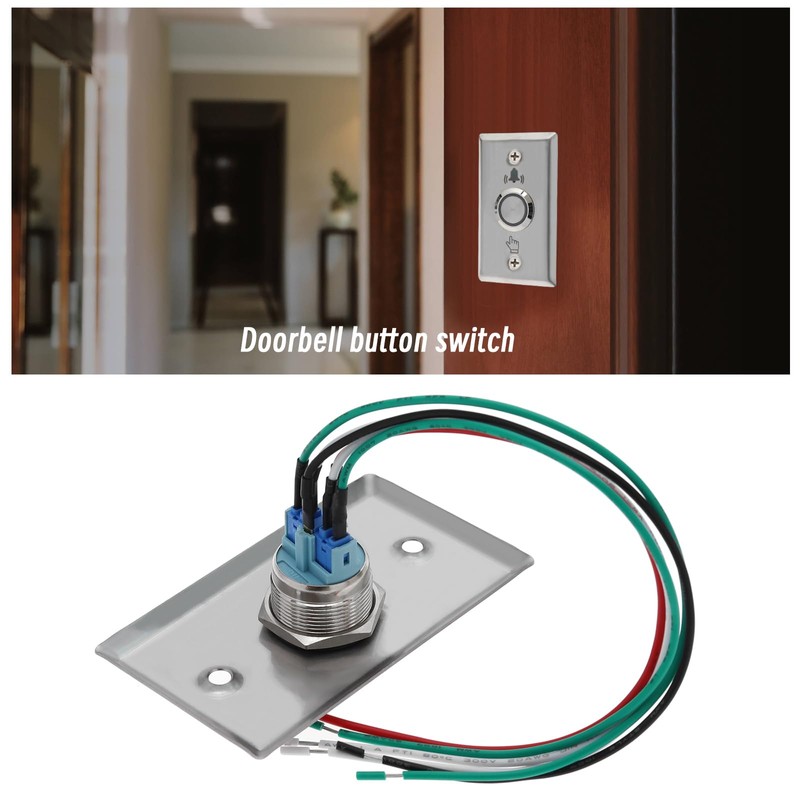 YINETTECH Waterproof Door Bell Lighting Pressure Button Switch with LED