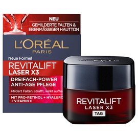 L'Oréal Paris Revitalift Laser X3 Anti-Age Face Care Set with Day Cream and Cloth Mask, with Pro-Retinol, Hyaluronic Acid & Vitamin C, 2-Piece