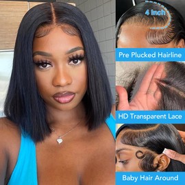 Thogriy 99j Burgundy Bob Wig Human Hair 13x4 HD Transparent Lace Front Wigs Human Hair 180% Density Pre Plucked Short Bob Straight Wigs Human Hair for Women 16 Inch
