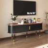Fohufo Walnut-Black TV Stands for Living Room - 54'' Mid-Century