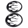 Unbranded Gloss Black Flames Front Speaker Grill Trim For Harley
