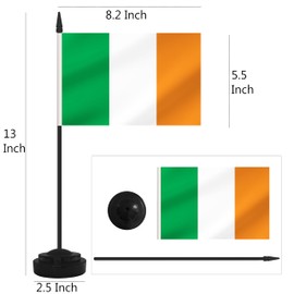 Yamiuo 12 Pack Ireland Desk Flags, Irish Desktop Flag, Small Miniature Office Flags with 12" Black Pole and Black Base, Offices, Classroom, Home, Festival Decoration (Ireland)