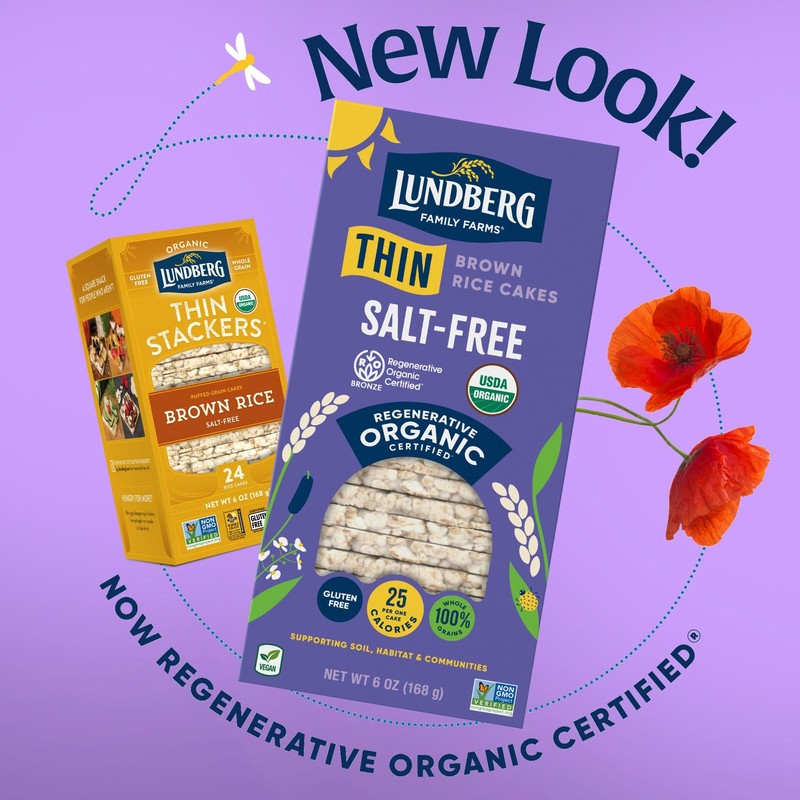 Lundberg Organic Thin Stackers, Salt-Free, 6oz, Gluten-Free, Vegan, Kosher, USDA