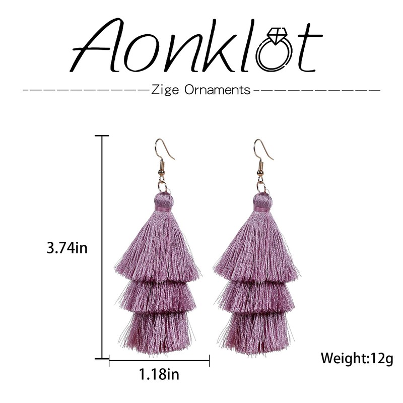 Purple Dangle Earrings for Women Boho Earrings for Women Long