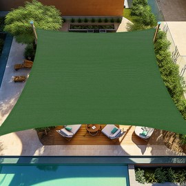Shade&Beyond Sun Shade Sail Rectangular Curved Canopy 12'X16' Sail Shade Green Sun Shades Permeable for Patios Backyard Deck (We Make Customized Size)