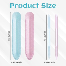 Giantree 2 Pcs Glass Cuticle Pushers, with Leather Case Double-Headed Cuticles Removal Tool, Glass File Fingertip Precision File Cuticles Remover, Nail Stick Cuticle Pusher Tools for Nail