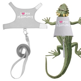 ElevateTech Bearded Dragon Harness and Leash, Cute Lizard Reptile Small Animal Adjustable Harness Suitable for Outdoor Walking Reptiles Squirrels Lizards (Gray)