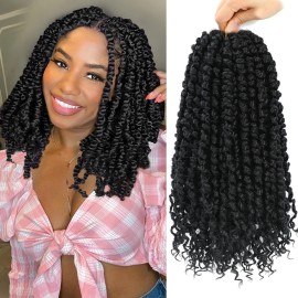 Pofworld 9 Pack Passion Twist Crochet Hair 10 Inch Pre-Twisted 10 Inch (Packs of 9) 1B