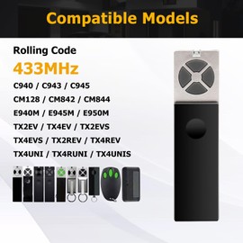2 x Hand Transmitter Compatible with Chamberlain, Remote Control for Chamberlain 4 Channel 433.92 MHz, Garage Door Drive for TX2EV TX4EV TX2EVS TX4EVS TX2REV TX4REV TX4UNI TX4UNI TX4RUNI TX4UNIS