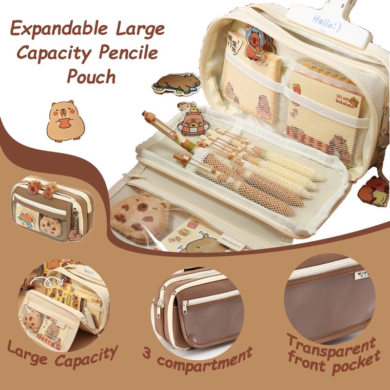 Cute Capybara Stationery Set - Large Pencil Case, 4 A5
