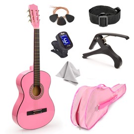 Master Play 30" Wood Classical Guitar with Case and Accessories for Kids/Girls/Boys/Beginners (Pink)
