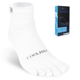 KWUKOTY 4 Pair COOLMAX CORE Toe Socks Quarter - Men's 7-10, Women's 8-11