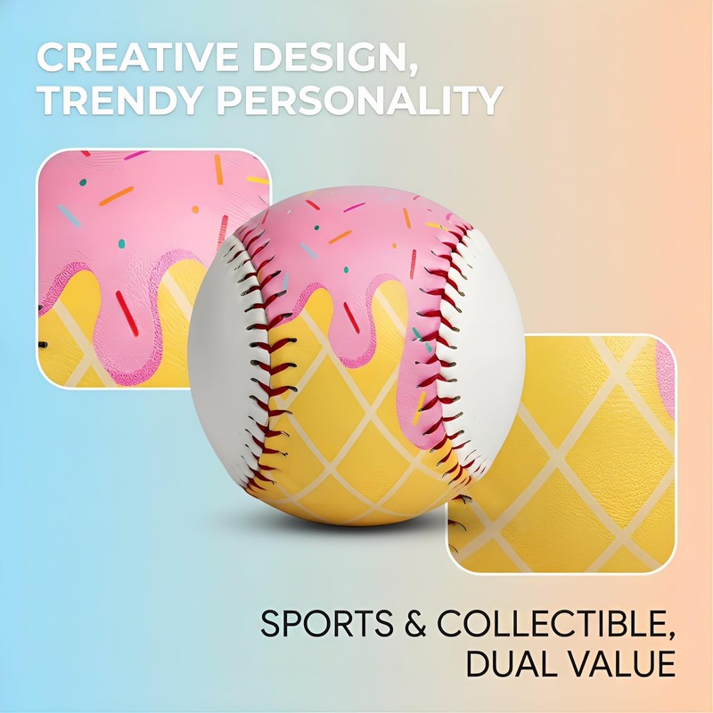 2Pcs Ice Cream Baseball Cute Drip Ice Cream Practice Baseball