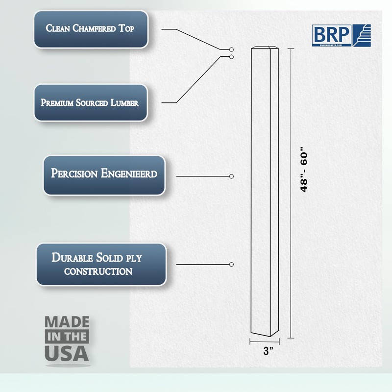 Blank Newel 3" Solid Chamfered Top Modern Design 4000 (Red