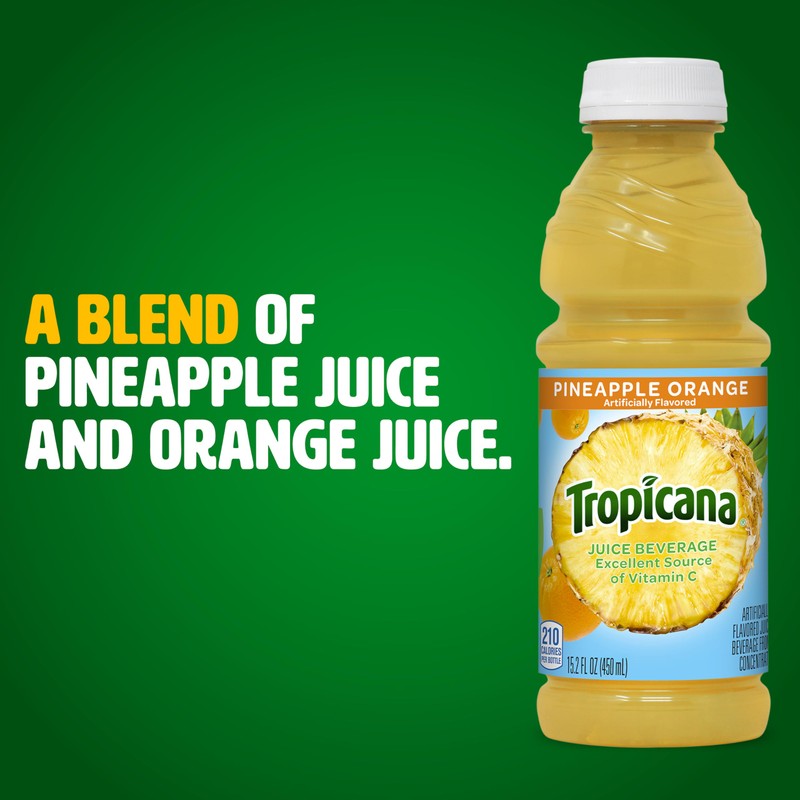 Tropicana Juice Drink, 15.2 Bottles, Pineapple Orange, 15.2 Oz (Pack