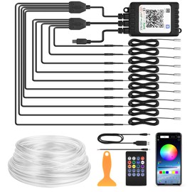 SS VISION Interior Car LED Strip Lights 470 inches Fiber Optic tubing USB Powered RGB 10 in 1 Car Neon with Wireless APP and Remote Control, Ambient Lighting Kits 16 Million Colors,Sync to Music