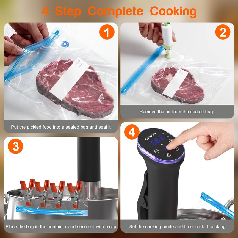 Karienvir Sous Vide WIFI, Sous Vide Machine 1100W, Sous Vide
