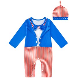 PROMOTED TO BIG SISTER Baby Boy Independence Day Outfit Set 4th of July Romper (12-18 Months)