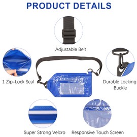 YOUNG WIND Waterproof Waist Bag [2 Pack],Waterproof Pouch Bag with Transparent Touchscreen,Adjustable Belt,Waterproof Rating Ipx6,Dry Bag Waterproof Phone Pouch for Swimming,Paddling,Beach-Blue+Blue