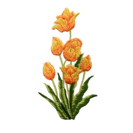 #5189 Yellow Tulip Flower Embroidery Iron On Appliqué Patch -2"x4"