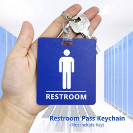 BEMAXYE Restroom Pass Keychain - Students Bathroom Tag Badge Identified Card with Key Chain Ring for School, Office, 5 PCS (Male)