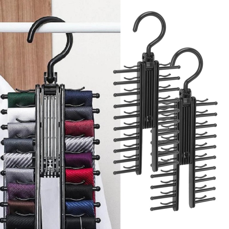 2PCS Closet Necktie Rack Tie Storage Display Hanger with 360