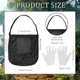 Mushroom Hunting Bag, Mushroom Bag with Gloves, Mushroom Collection Bag, Adjustable Shoulder Strap, Harvest Bag, Mesh, Fruit Picker Bag, Breathable Mesh Bag for Camping, Hiking, Garden Tools, black, 1