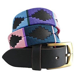 Carlos Diaz Mens Womens Premium Unisex Brown Leather Embroidered Designer Polo Belt (85 cm/ 32-34 Inches)