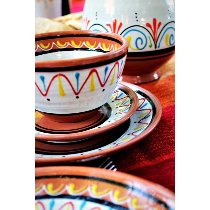 Cactus Canyon Ceramics Spanish Terracotta 5-Piece Salad Plate Set, White