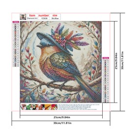 SHEGZHUC Diamond Painting Hummingbird Bird with Hat 30 x 30 cm Diamond Painting Animals Colourful Diamond Painting Hummingbird Landscape Mosaic Diamond Painting Art Embroidery Cross Stitch Pictures