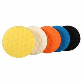 ANCLLO 5 Pack Car Polisher 6 inch Sponge Polishing Waxing Buffing Pads Kit Compound