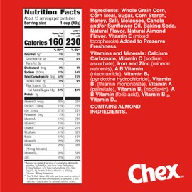 Honey Nut Chex Cereal, Gluten Free Breakfast Cereal, Made with Whole Grain, Family Size, 19.6 oz