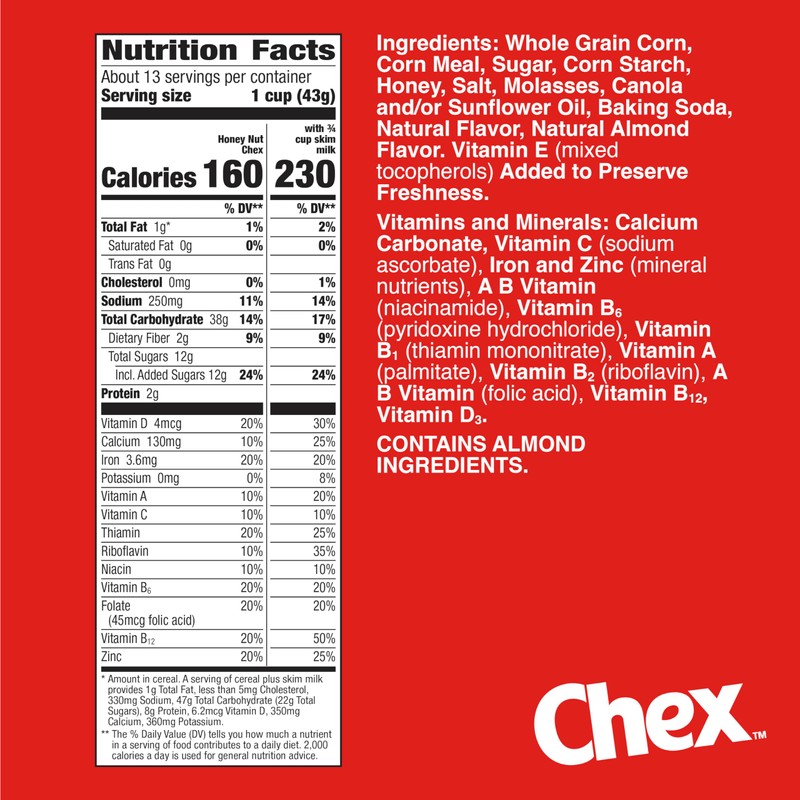 Honey Nut Chex Cereal, Gluten Free Breakfast Cereal, Made with