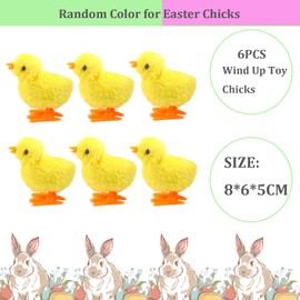 6Pcs Easter Wind up Chick for Kids Party Game,Wind up Easter Chick,Chicken Bunny Toys Rabbits Easter Clockwork Jumping Chicken Bunnies Plush Toys for Egg Basket Fillers Kids Party Gift Favours